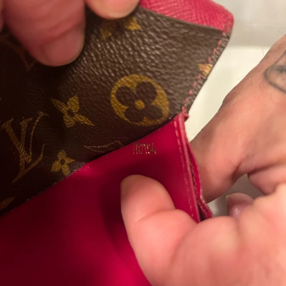 Louis Vuitton Monogram Canvas Trifold Wallet with Red Snap